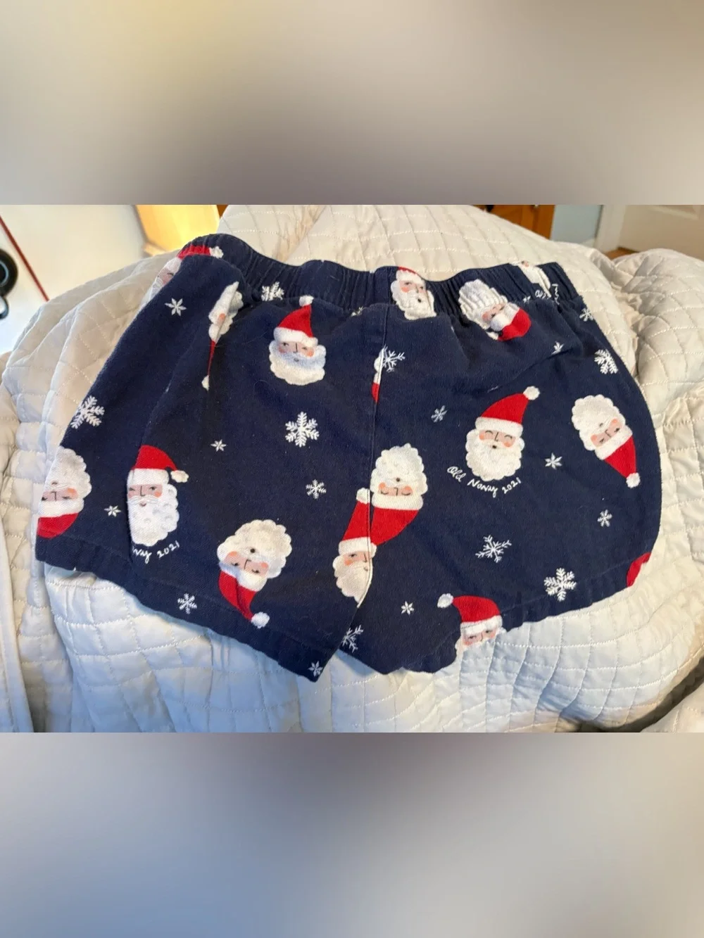 Old Navy Navy Santa Face Print Cotton Shorts